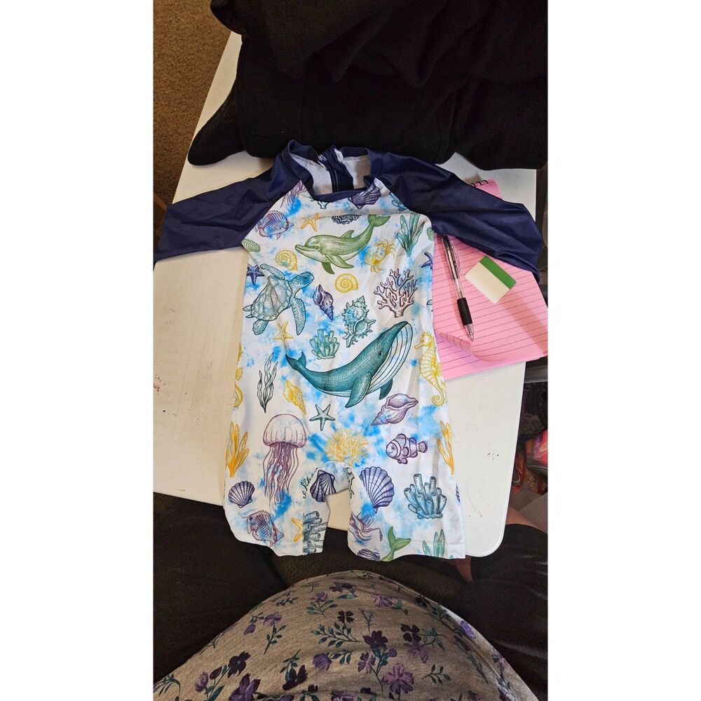 SHEIN Baby Sea Life Rash Guard Swimsuit 18-24M Turtle Whale Long Sleeve